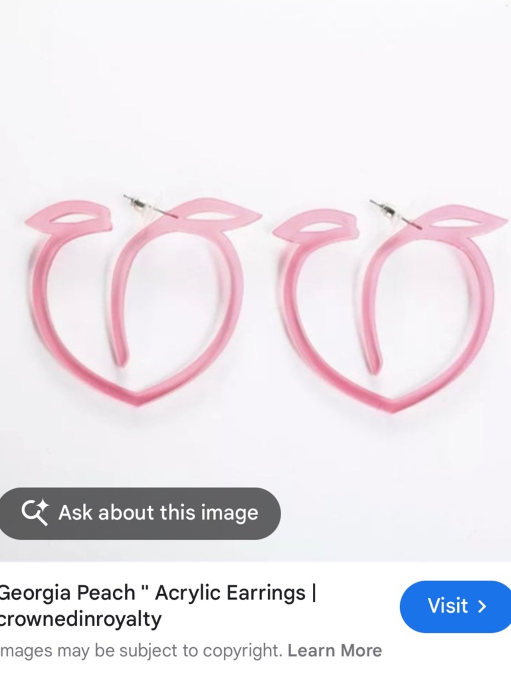 Statement Pink Georgia Peach-Shaped Acrylic Hoop Earrings